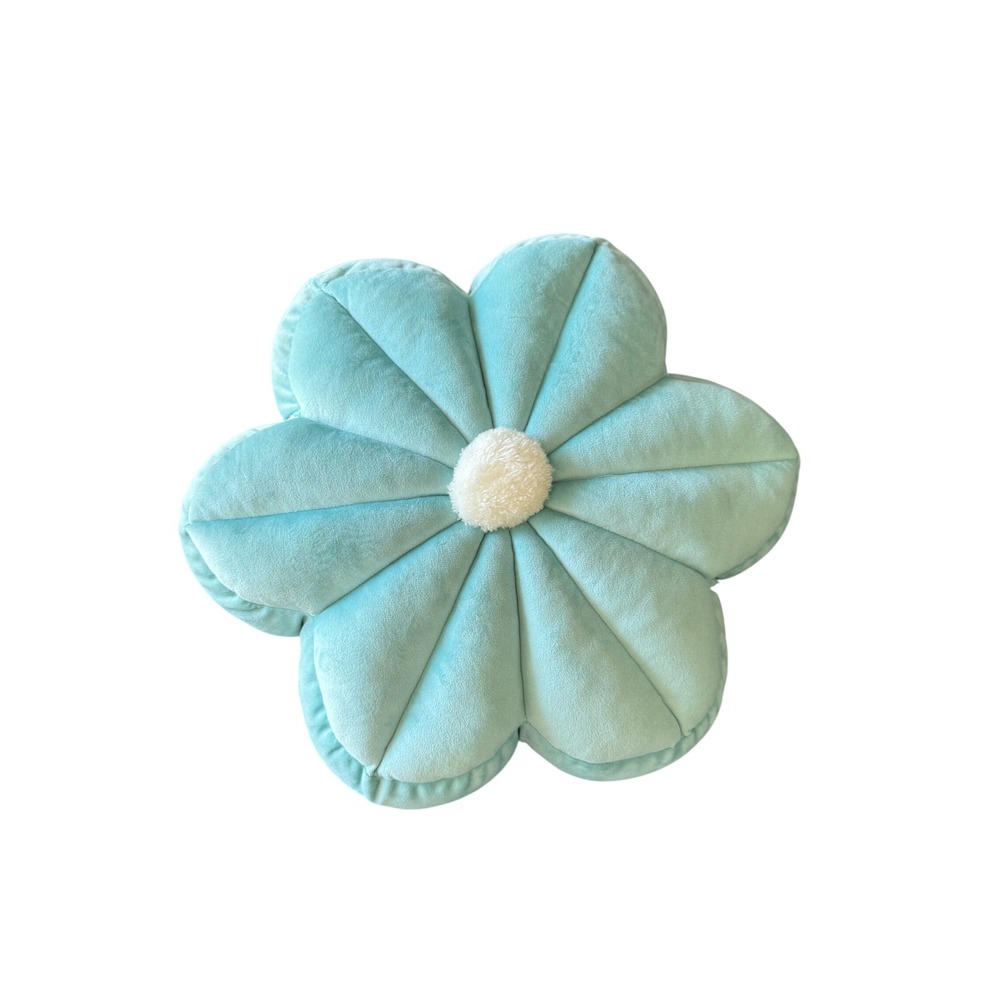 Kids Flower Plush Pillow 16in Light Blue Floral